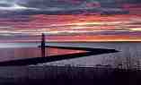 Sunset over Frankfort Breakwater: V-457